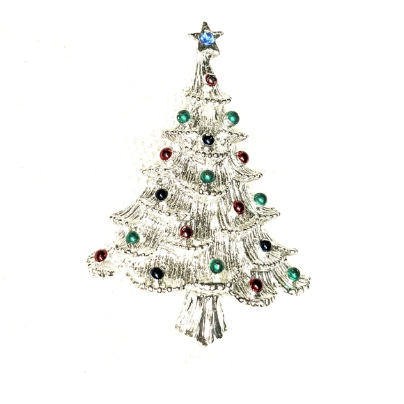 6 Brooch bundle Christmas Vtg. Santa Tree Religious Manger scene star rhinestone - Picture 9 of 10